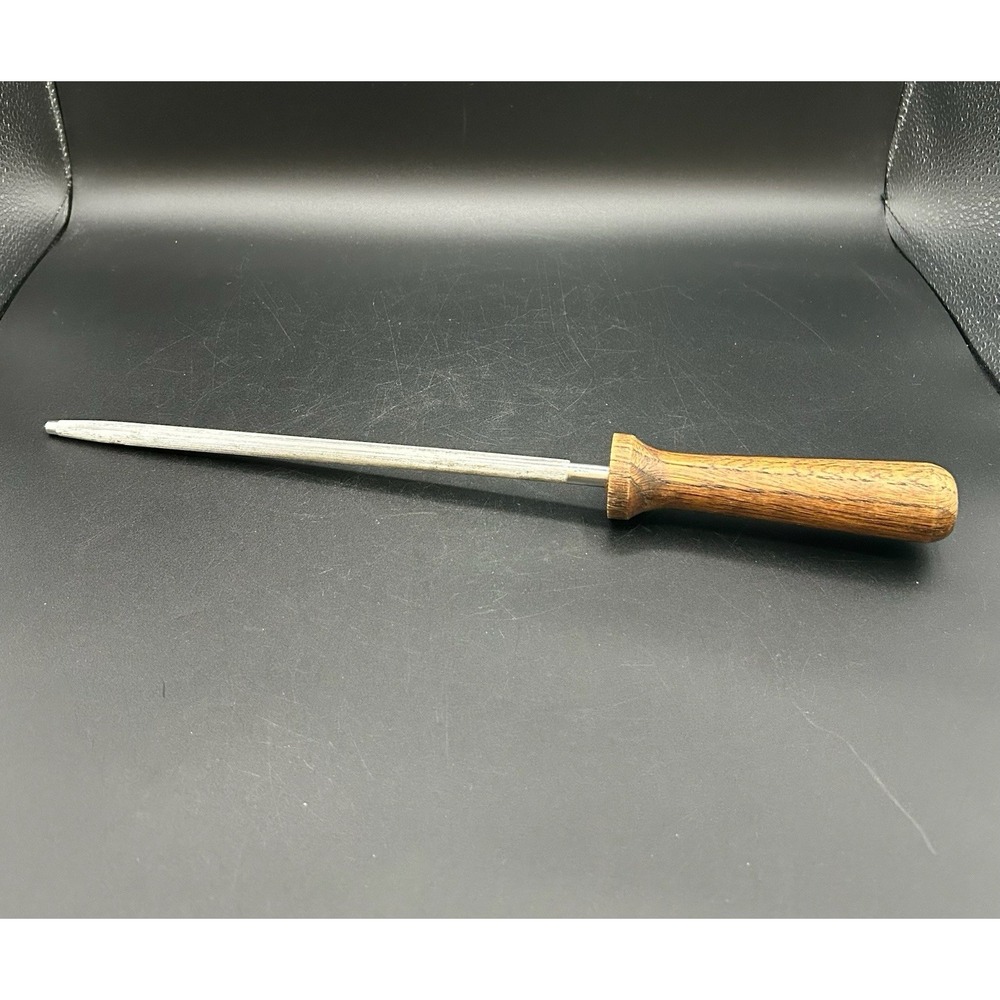 Fine 13" Sharpening Tool Vintage Honing Steel With Wooden Handle Made in Japan